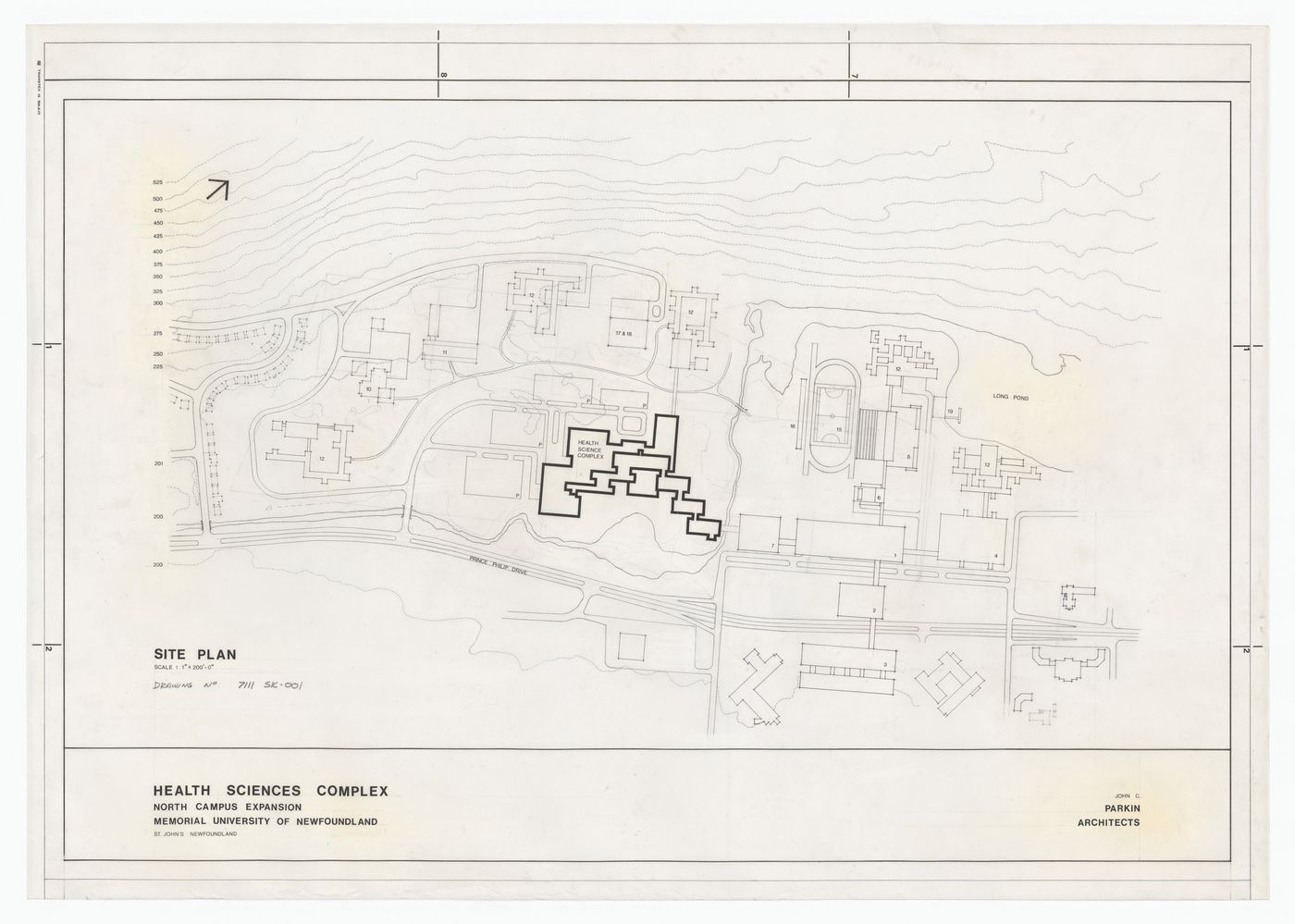 Site plan for Memorial University of Newfoundland, Health Sciences Complex, St. Johns, Newfoundland