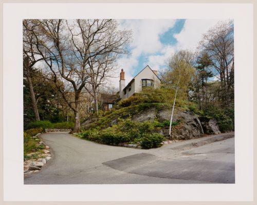 Viewing Olmsted: View of Corner of the Ledges and Bishop's Gate Road, Newton Boulevard Syndicate, Newton Centre, Massachusetts