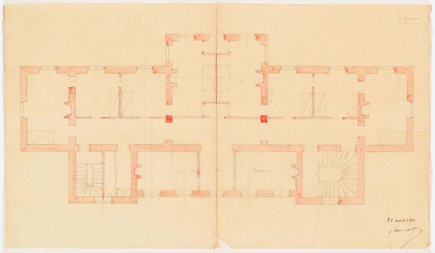 Plan, probably for the first or second floor, possibly for the Château de Marcoussis