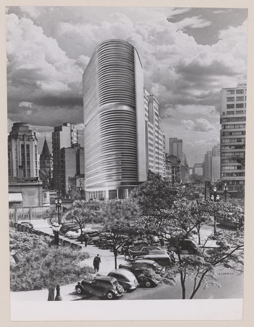 Photomontage of model for Montreal Building, São Paulo, Brazil
