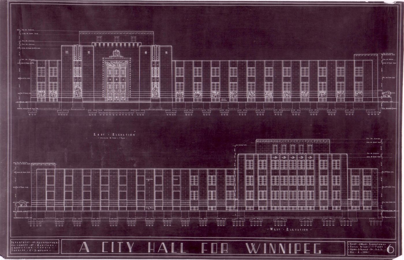 A City Hall for Winnipeg: East and West elevations