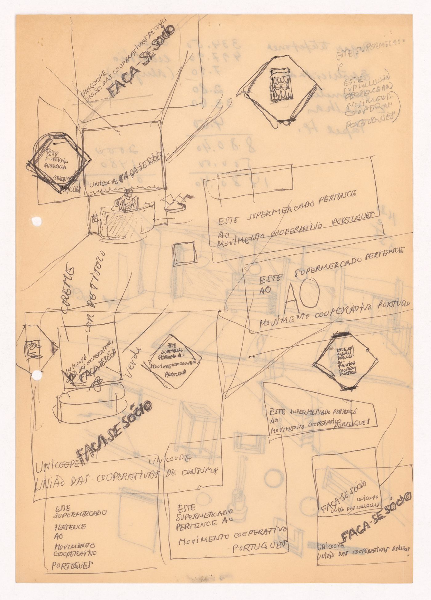Sketch details for signage for Cooperativa Unicoope Domus / Boavista, Porto, Portugal