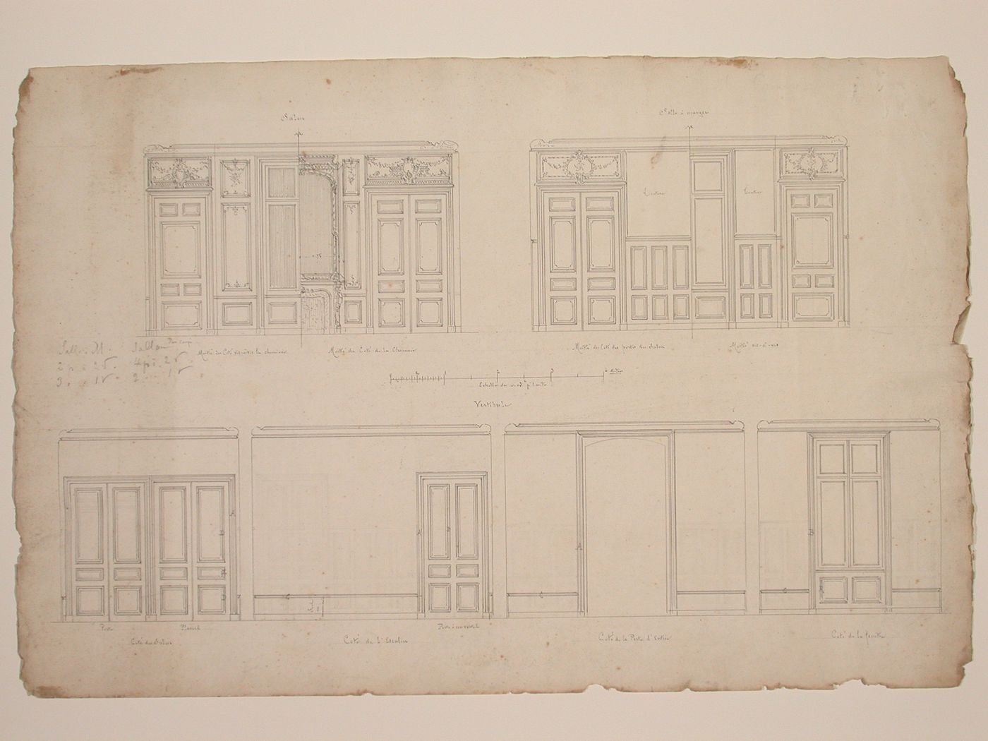 Drwg rel.to Chateau deLanchneil(?)-interior wall elevation