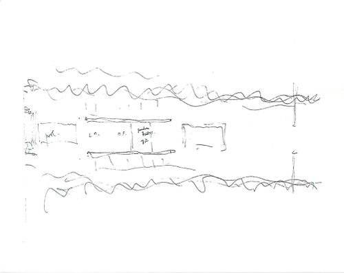 Conceptual sketch, site plan with house, Private Residence, Pacific North-West (also called "Bagley Wright House")