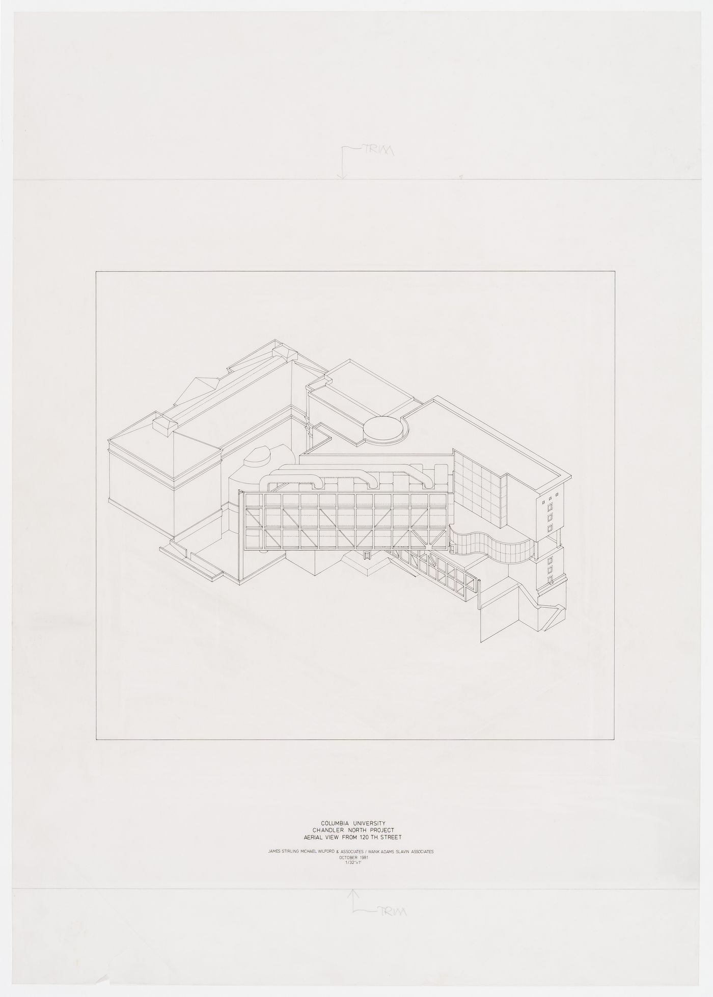 Chandler North Building, Department of Chemistry, Columbia University, New York, New York: aerial axonometric from 120th Street
