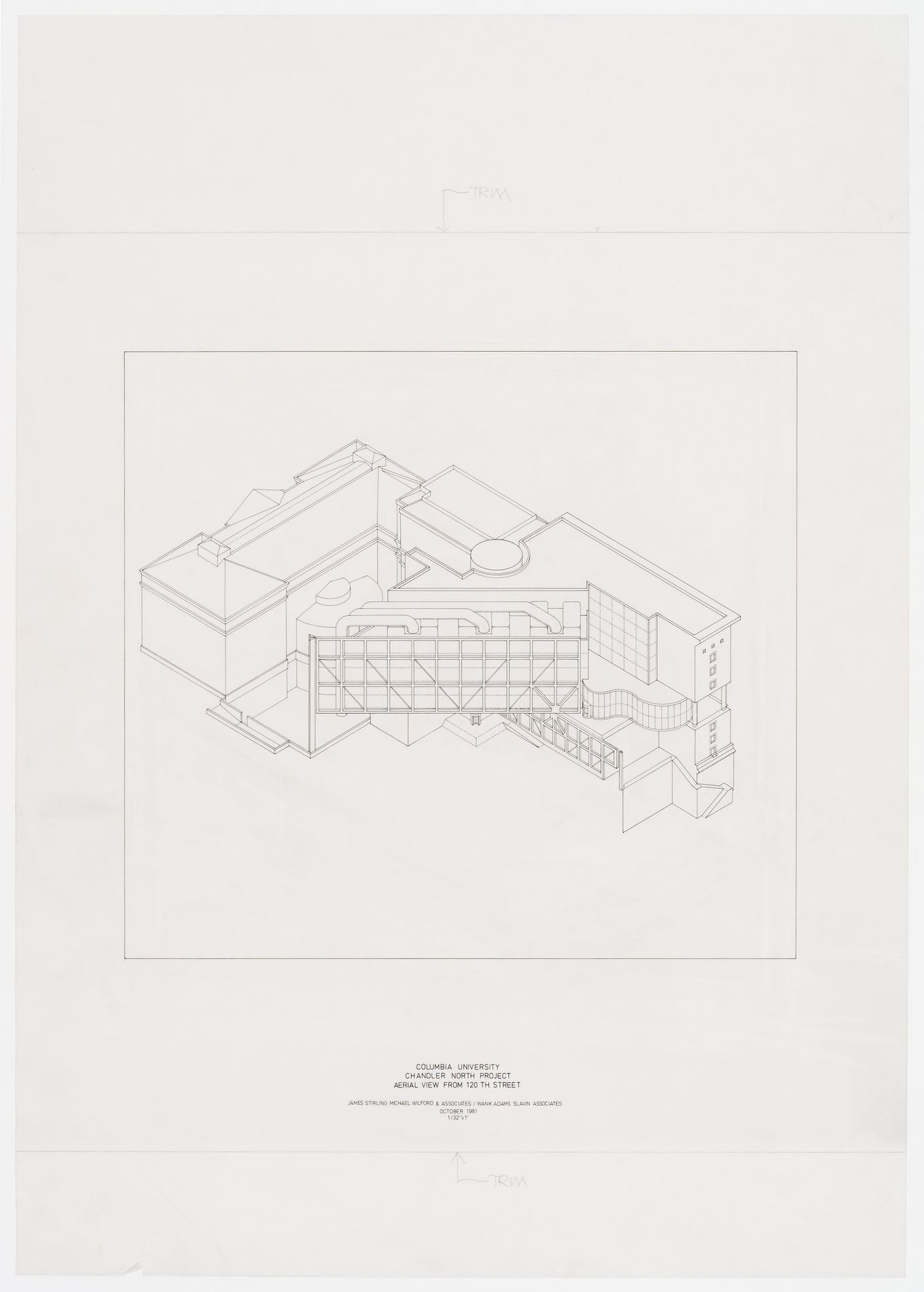 Chandler North Building, Department of Chemistry, Columbia University, New York, New York: aerial axonometric from 120th Street
