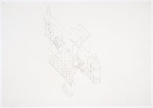 School of Architecture Addition, Rice University, Houston, Texas: axonometric sketch