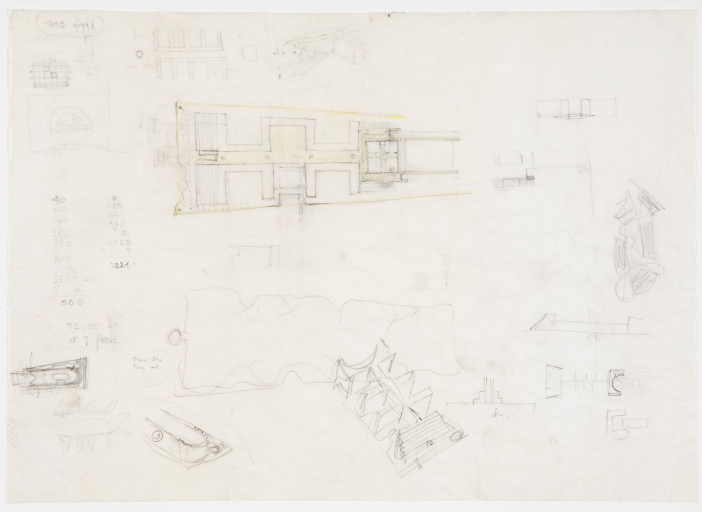 Housing, Müller Pier, Rotterdam, Netherlands: plan and sketches