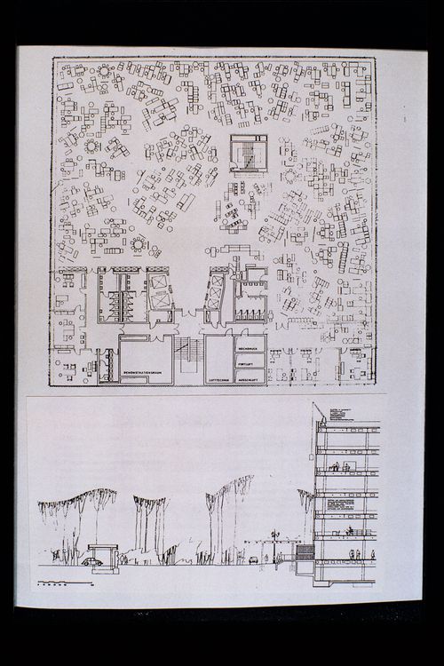 Slide of a drawing for Osram GmbH Administration Building, Munich, by Walter Henn