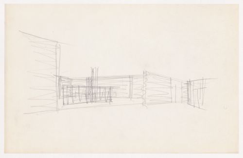 Interior perspective sketch for the Metallurgy Building, Illinois Institute of Technology, Chicago