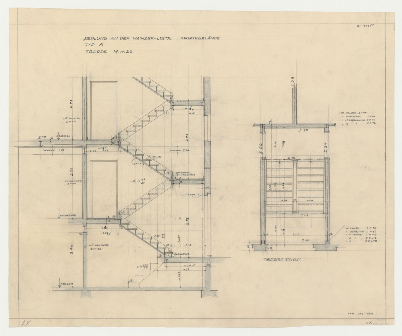 Sections for an unidentified housing estate, Frankfurt am Main, Germany