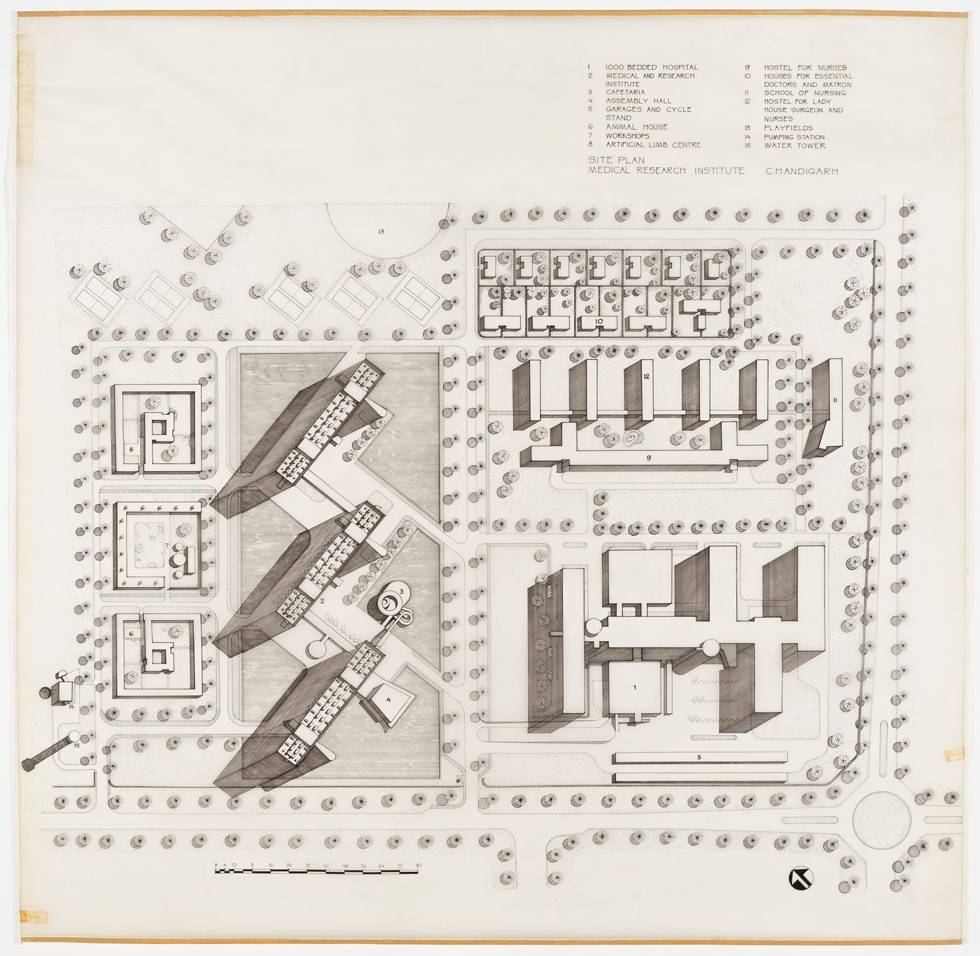 Site plan for Medical Research Institute (the PGIMER), Chandigarh, India