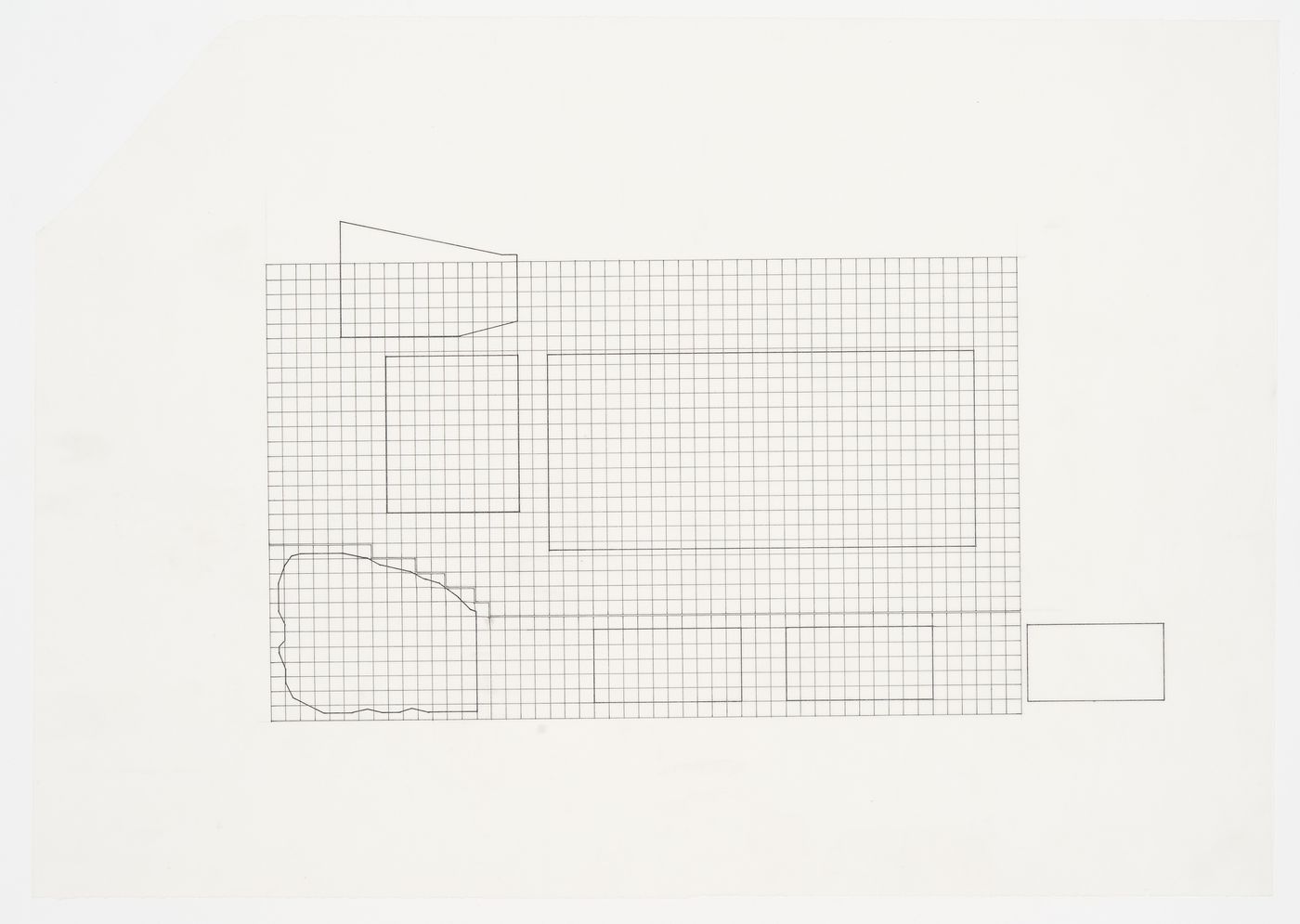 Floor plan inscribed in grid, Odawara Municipal Sports Complex, Odawara, Kanagawa, Japan