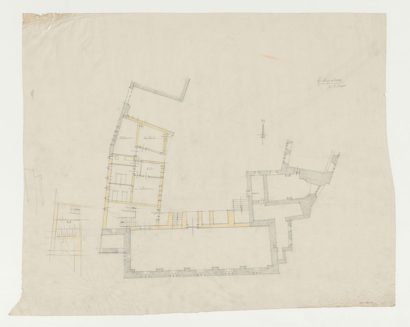 Ground floor plan for an addition to an existing building, possibly a school, Limburg an der Lahn, Germany