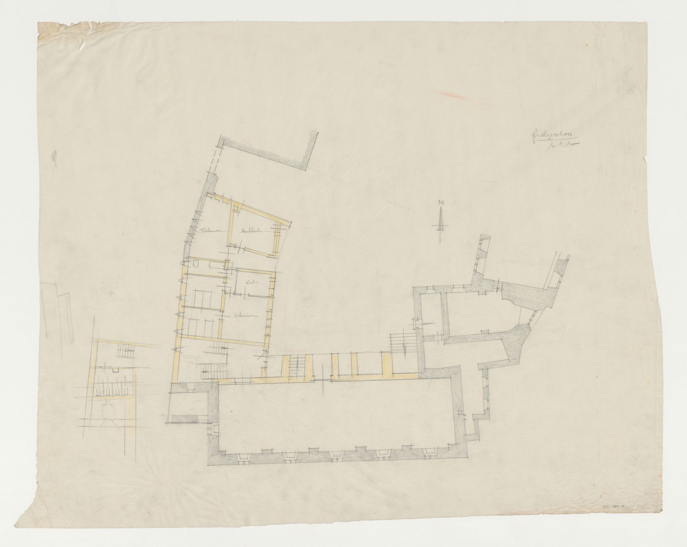 Ground floor plan for an addition to an existing building, possibly a school, Limburg an der Lahn, Germany