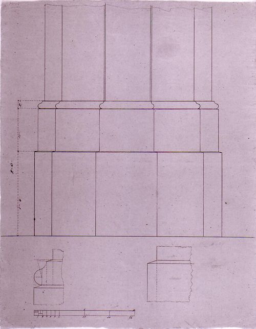 Elevations for a column base and column details for Notre-Dame de Montréal