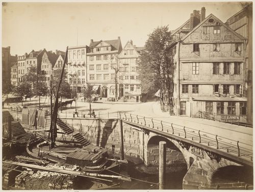 Zollen bridge, boats, and surrounding structures, Hamburg, Germany