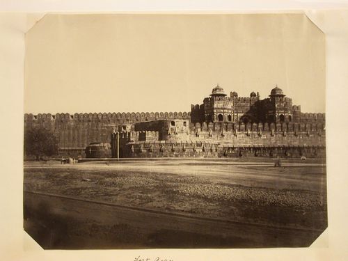 View of the Agra Fort showing its walls and bastions, Agra, India