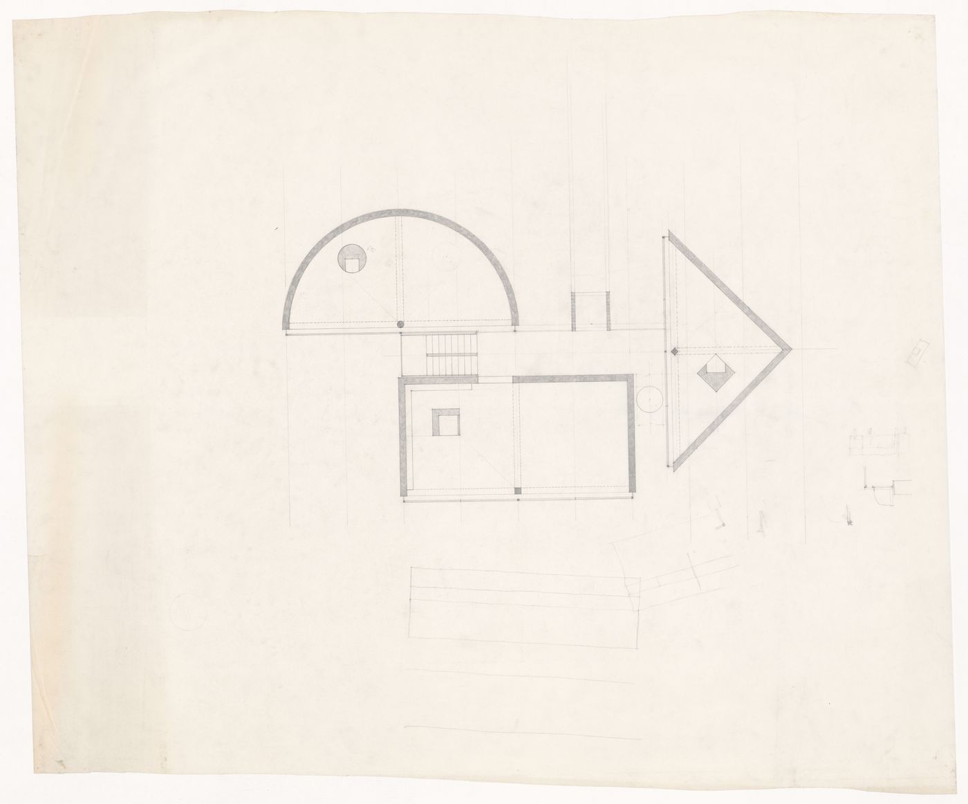 Plan with sketches for One-Half House