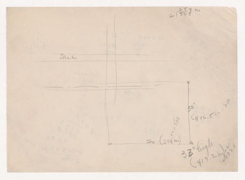 Partial sketch plan for Illinois Institute of Technology; verso: Calculations, probably for Illinois Institute of Technology