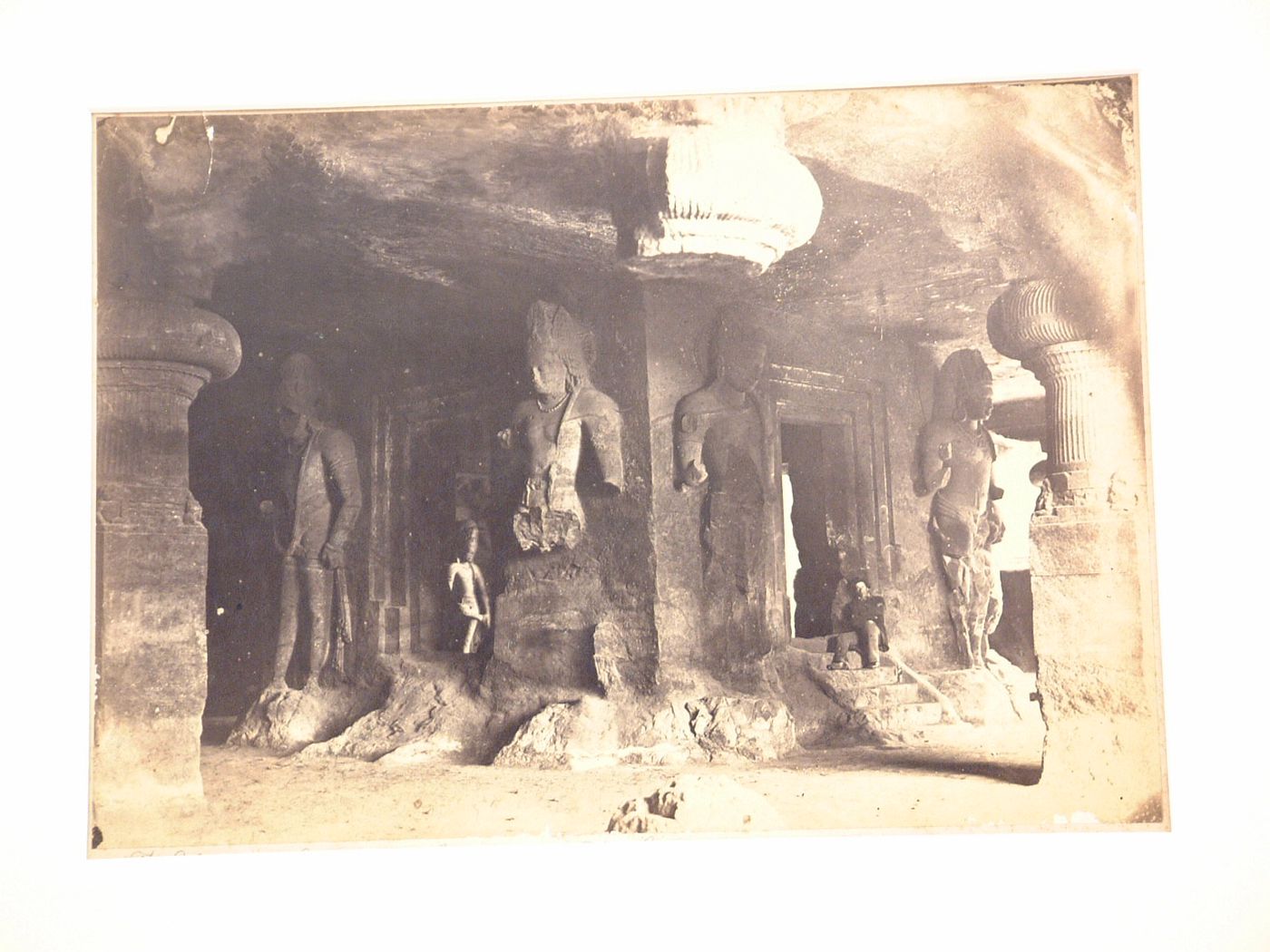 Interior view of the Main Shrine showing the Linga Shrine, Cave No. 1 (also known as the Mahadeva Temple, the Shiva Cave and the Great Cave), Elephanta Caves, Elephanta Island, India
