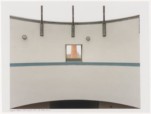 Elementary School, Fagnano Olona, 1972; Library interior and view of the chimney