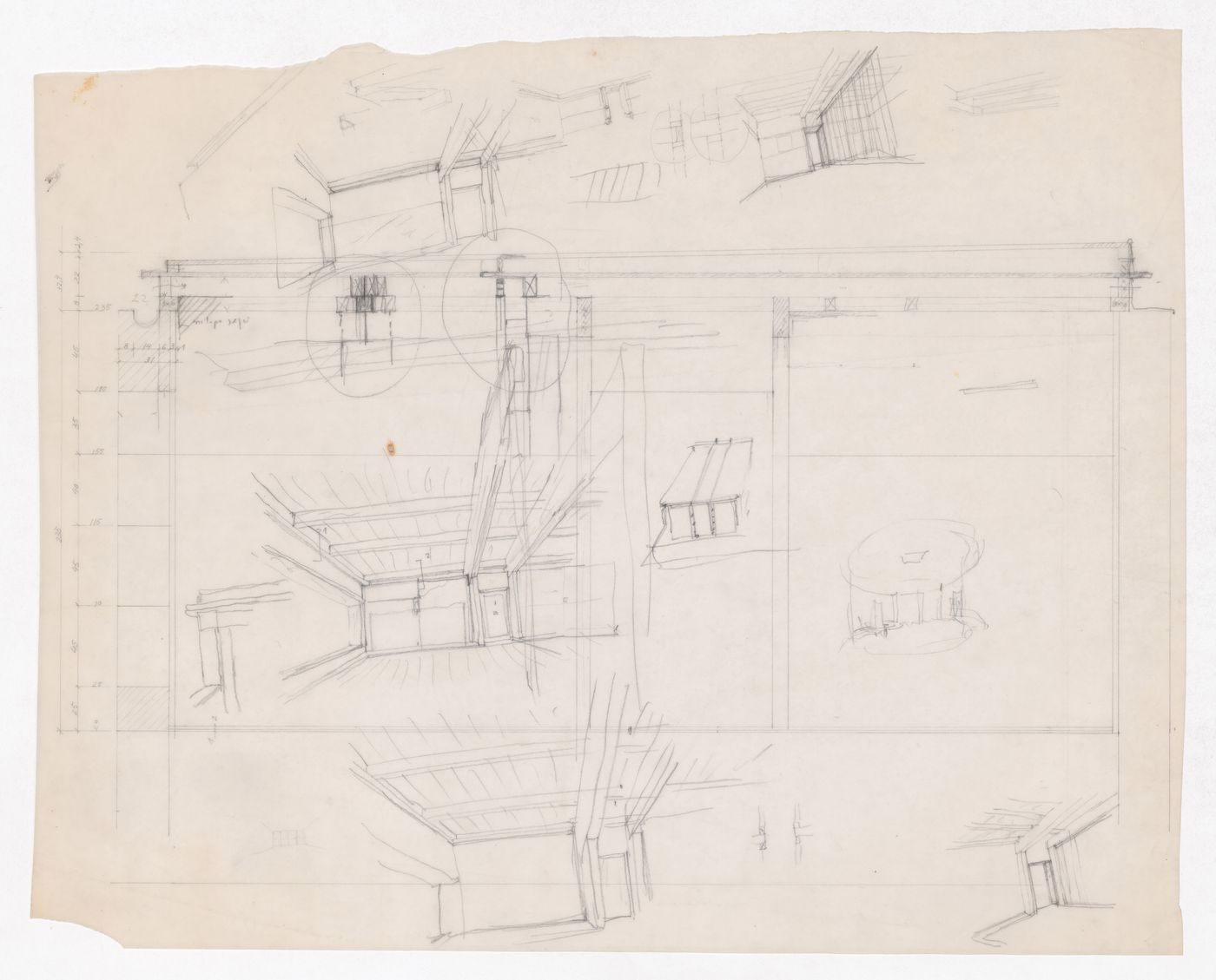 Details and sketch perspectives for Casa J. M. Teixeira, Quinta do Forno, Briteiros - Guimarães, Portugal