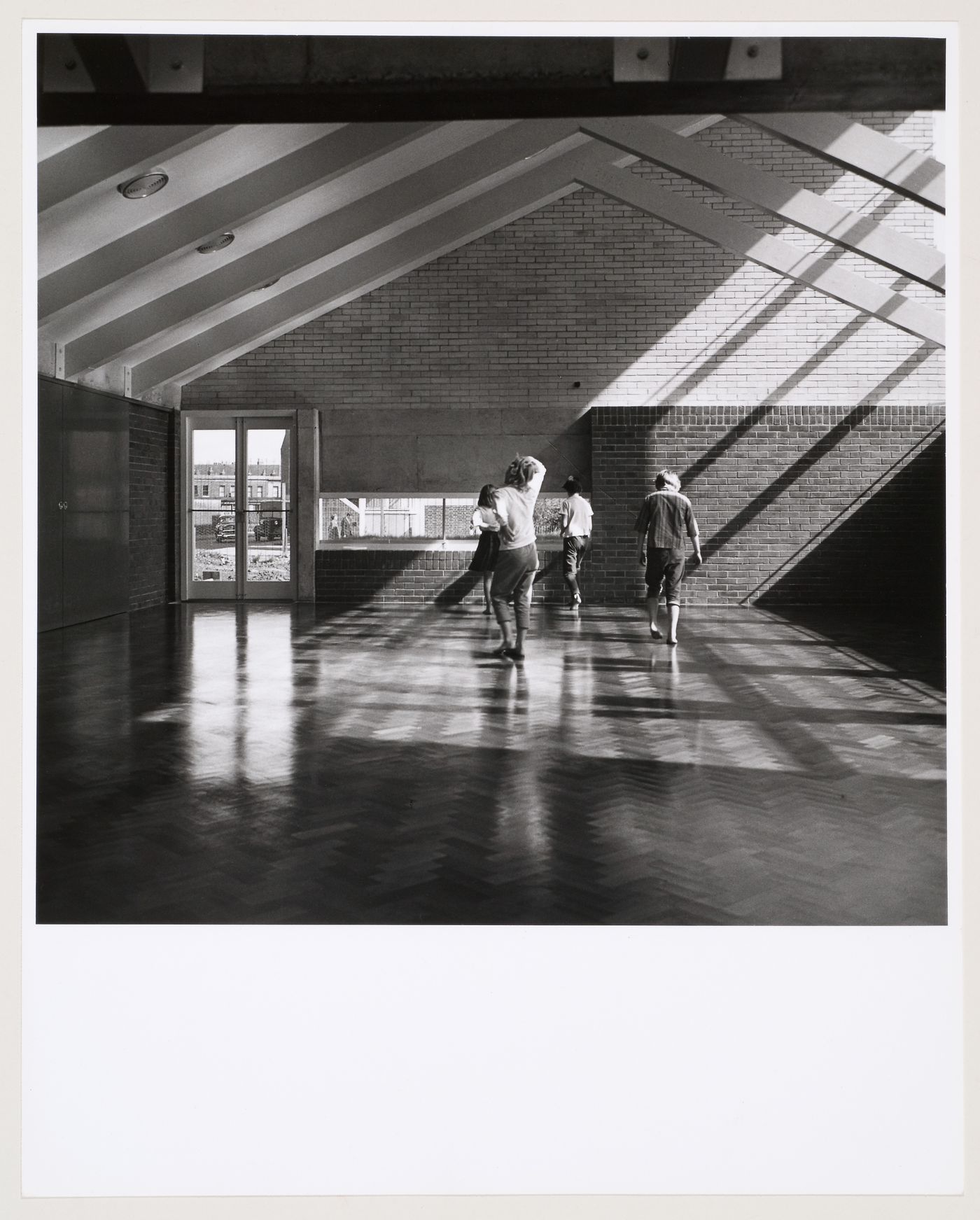 Interior view of Assembly Hall, Brunswick Park Primary School, London, England