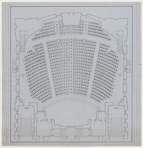 Plan de la salle des promotions, Pavillon principal et campus, Université de Montréal, Montréal, Canada (1924-1947)
