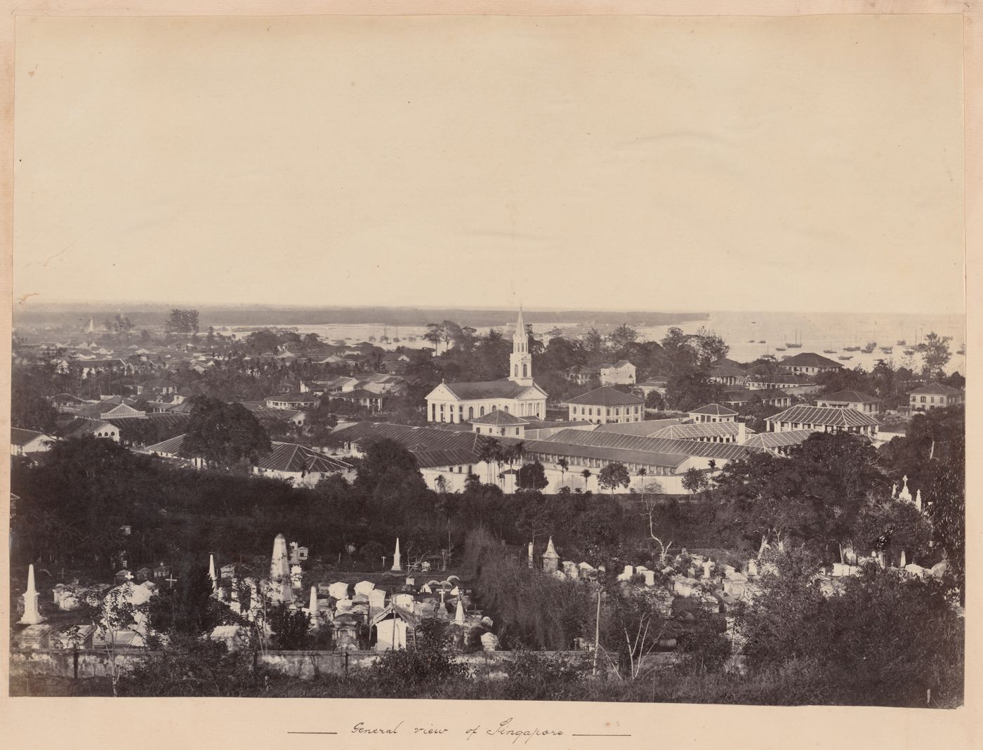 View of Singapore showing the Cathedral of the Good Shepherd