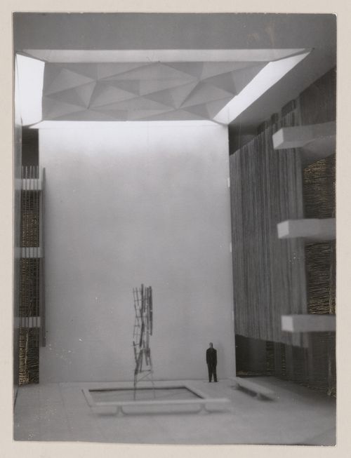 View of model for interior of United States Embassy, Oslo, Norway
