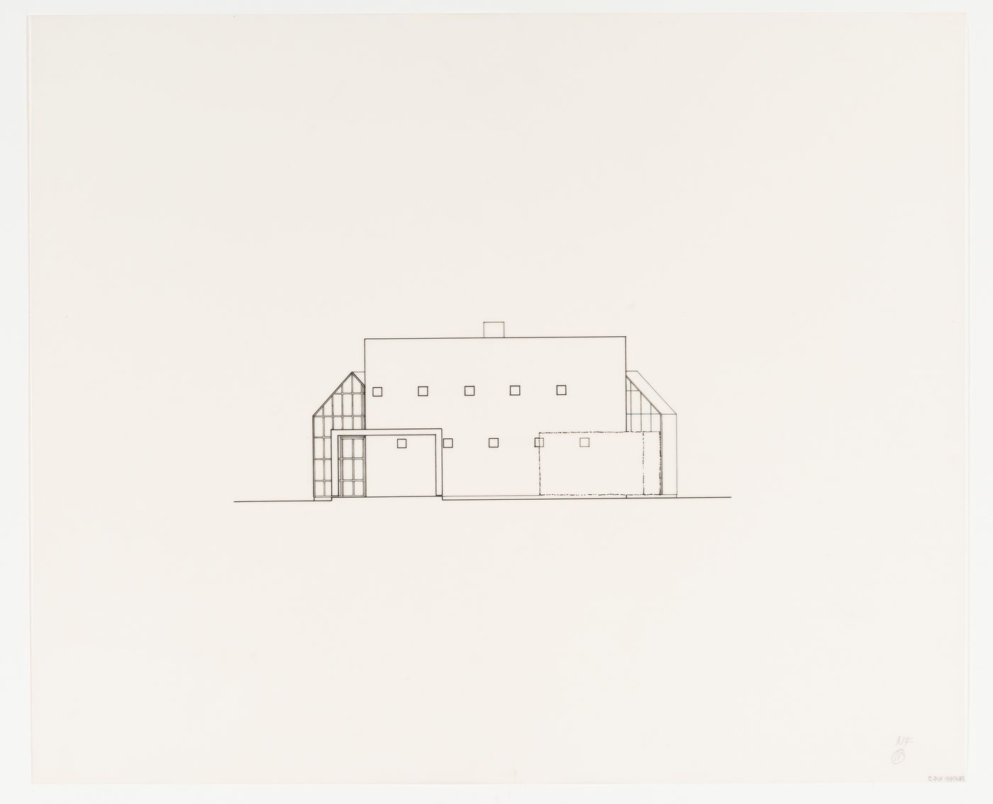 Elevation of the front facade for the Nofamily House