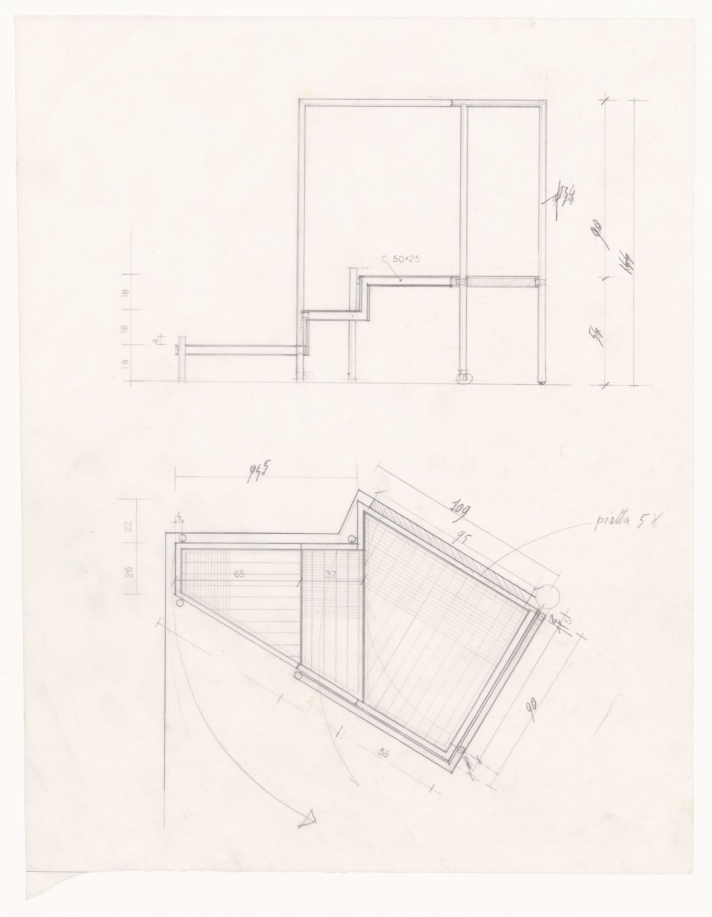 Sections and plan for Casa Frea, Milan, Italy
