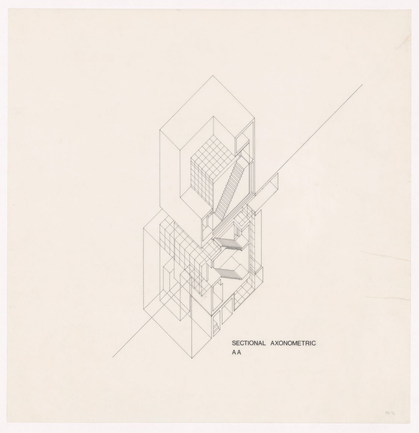 Sectional axonometric for House 11a, Palo Alto, California