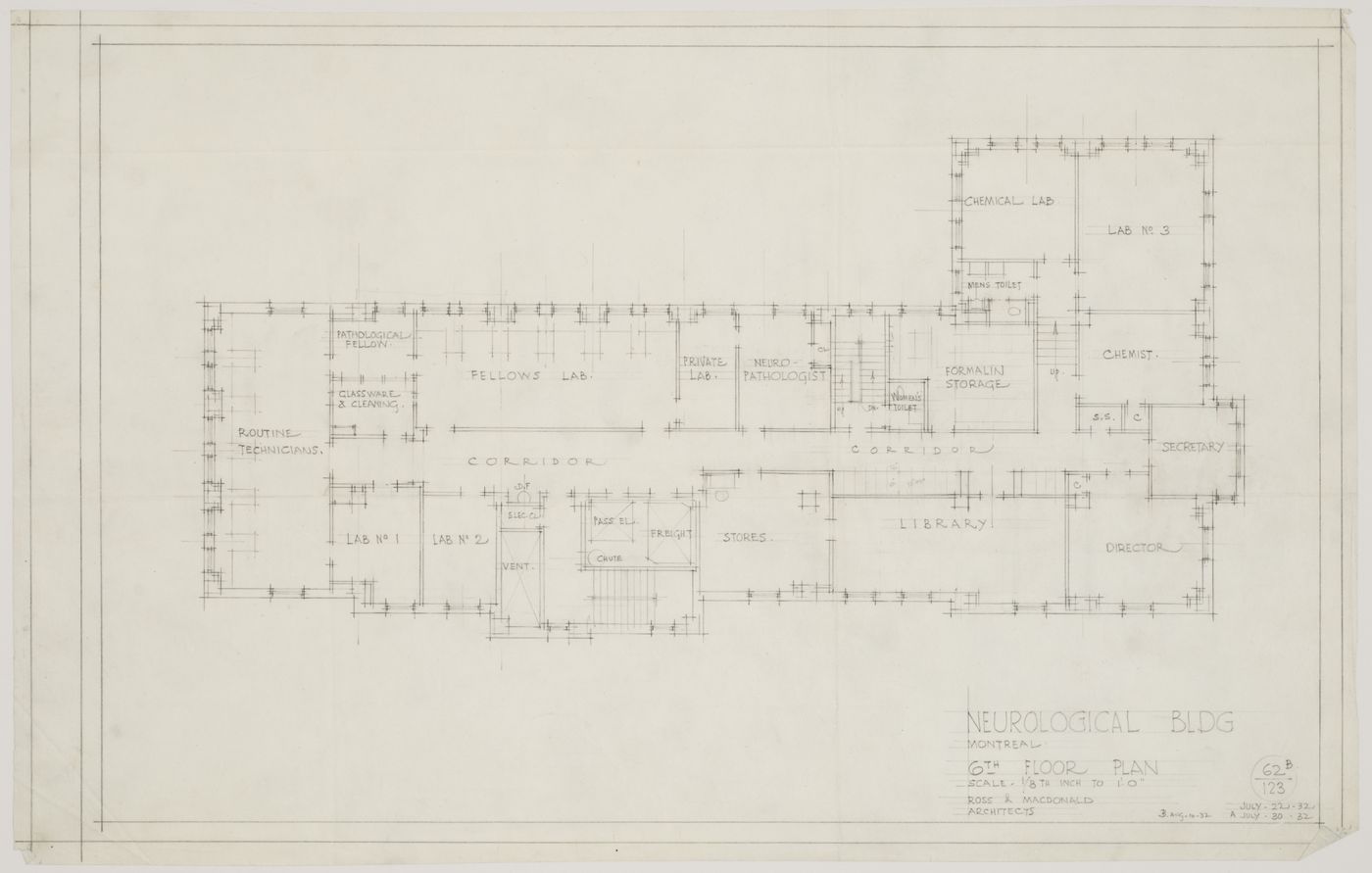 Montréal Neurological Institute, Montréal, Québec: sixth floor plan