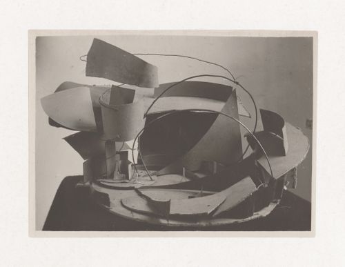 Photograph of a student model on the topic "Organization of Space over a Horizontal Surface (Rectangular, Square, Round)" for the "Space" course at the Vkhutemas (Higher State Artistic Technical Studios), Moscow