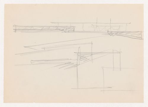 Sketch for the principal elevation, perspective sketch and sketch elevation for Museum for a Small City