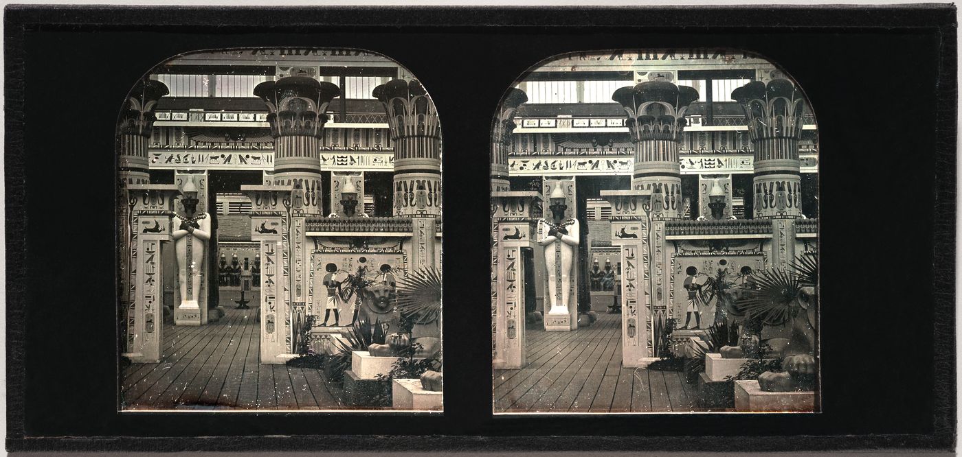 Interior view of Crystal Palace showing the Egyptian Court, London, England