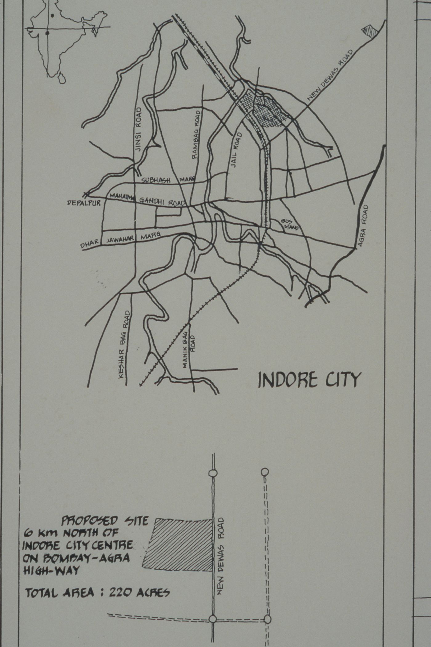 Map of Indore for the Aranya Housing Project, Indore, India