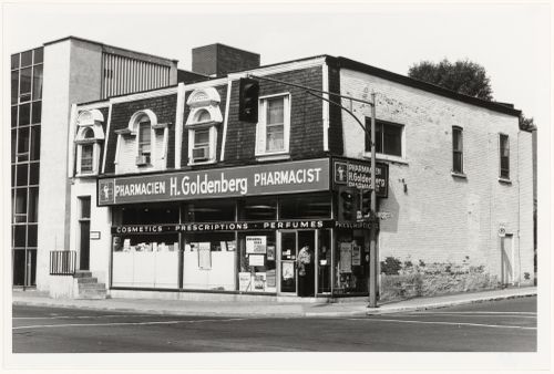 View of the H. Goldenberg Pharmacy, 4451 Sainte-Catherine Street, Westmount, Québec