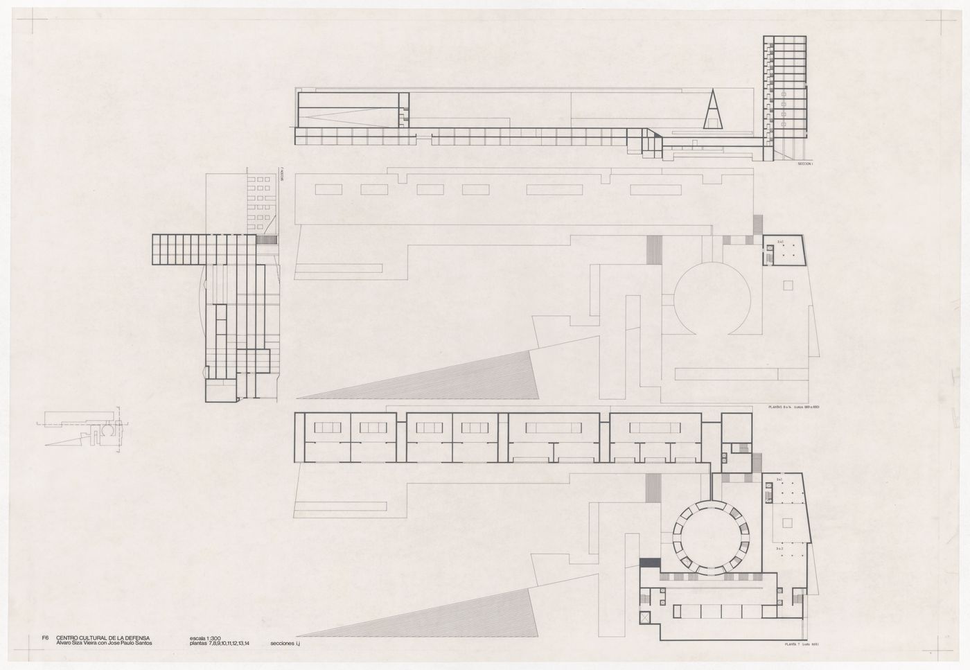 Plans and sections for Centro Cultural de la Defensa - 1º Fase - 2º Fase, Madrid, Spain