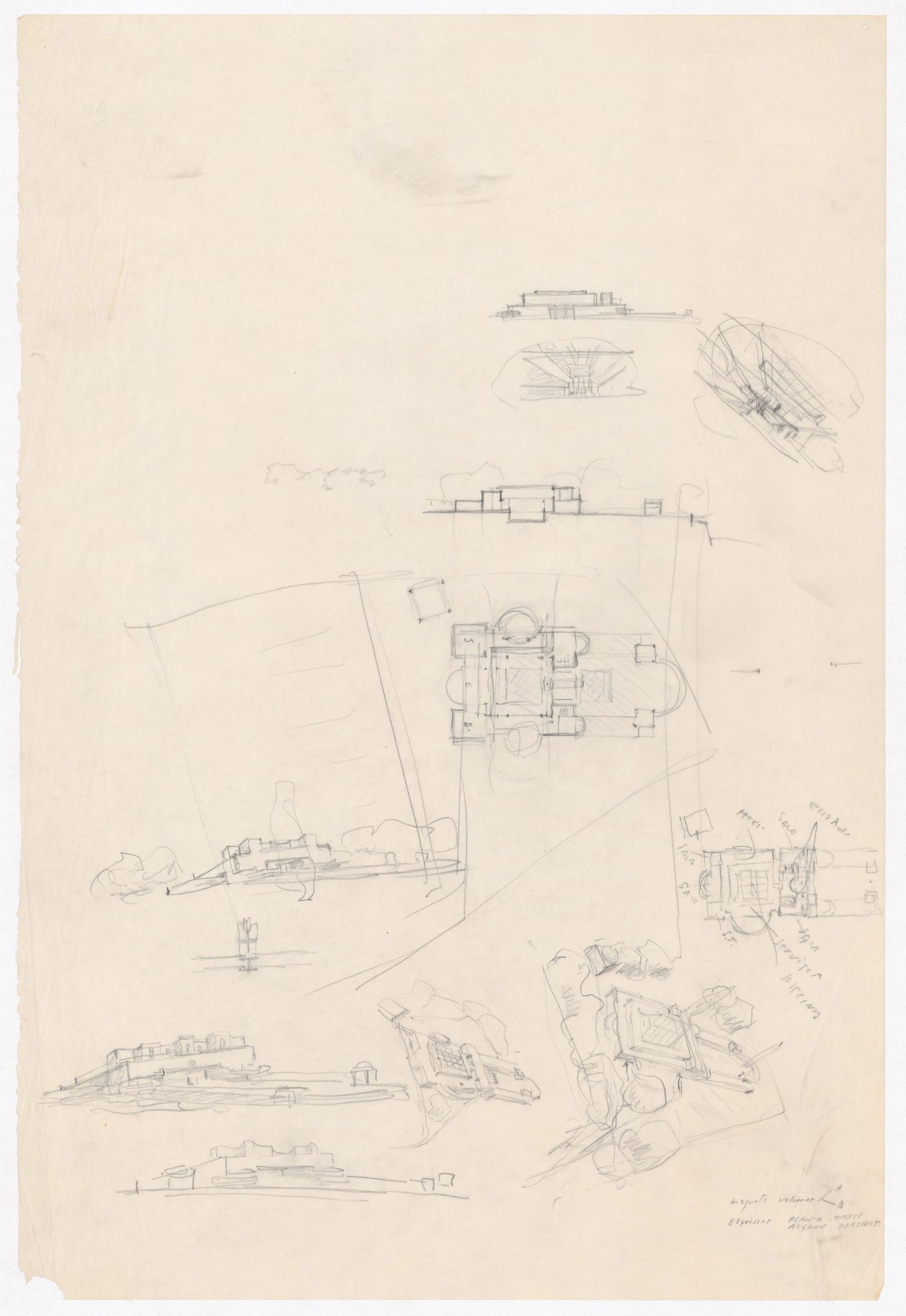 Model sketch perspectives, floor plans, section and elevation for Casa Alcino Cardoso, Porto, Portugal