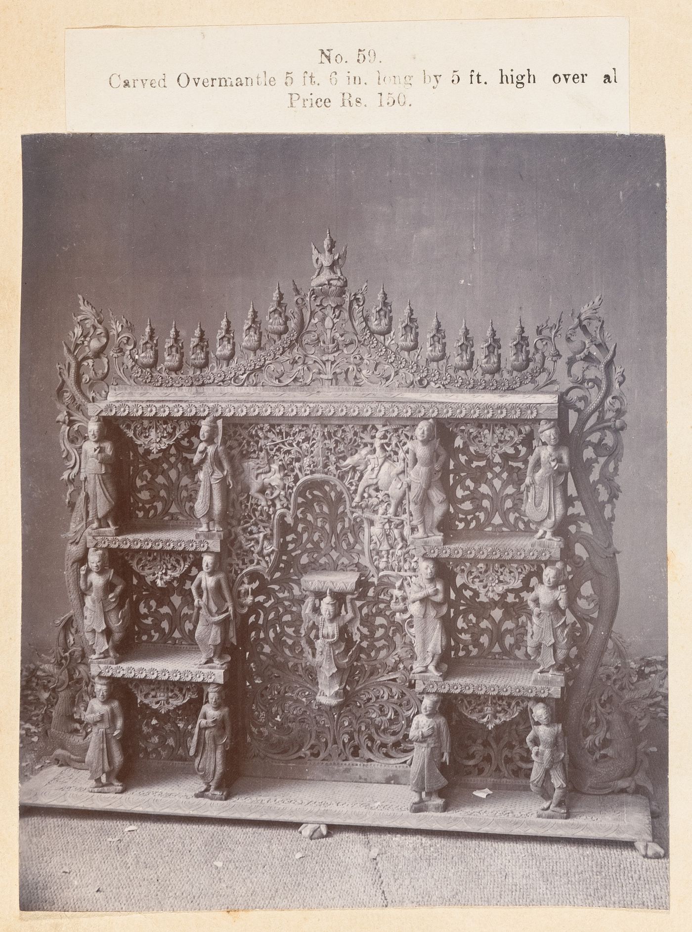 View of an overmantel, F. Beato Limited, C Road, Mandalay, Burma (now Myanmar)