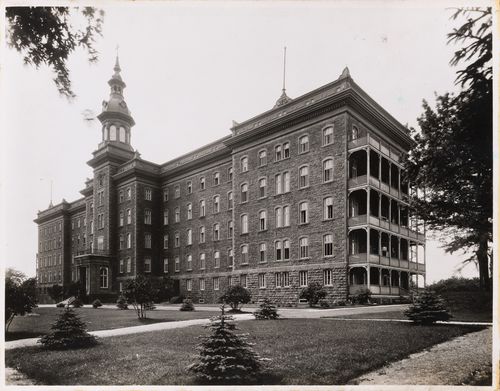 View of the principal and lateral façades of Mont-Sainte-Anne (now the Maison-mère des Soeurs de Sainte-Anne), 1950 rue Provost, Lachine, Québec