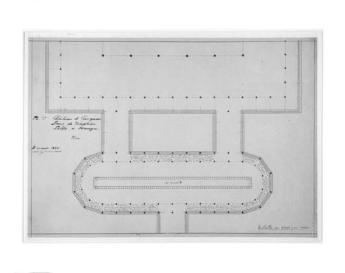 Plan for a proposed glass dining hall at the Château de Ciergnon