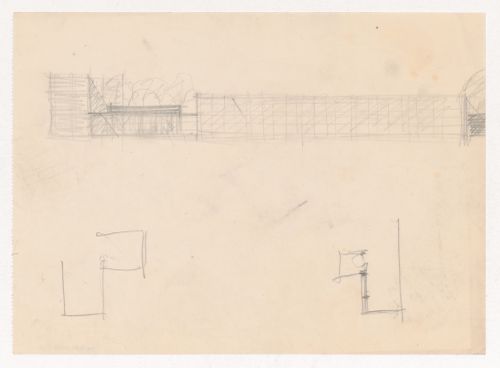 Sketch elevation and partial sketch plans for a campus building for Illinois Institute of Technology