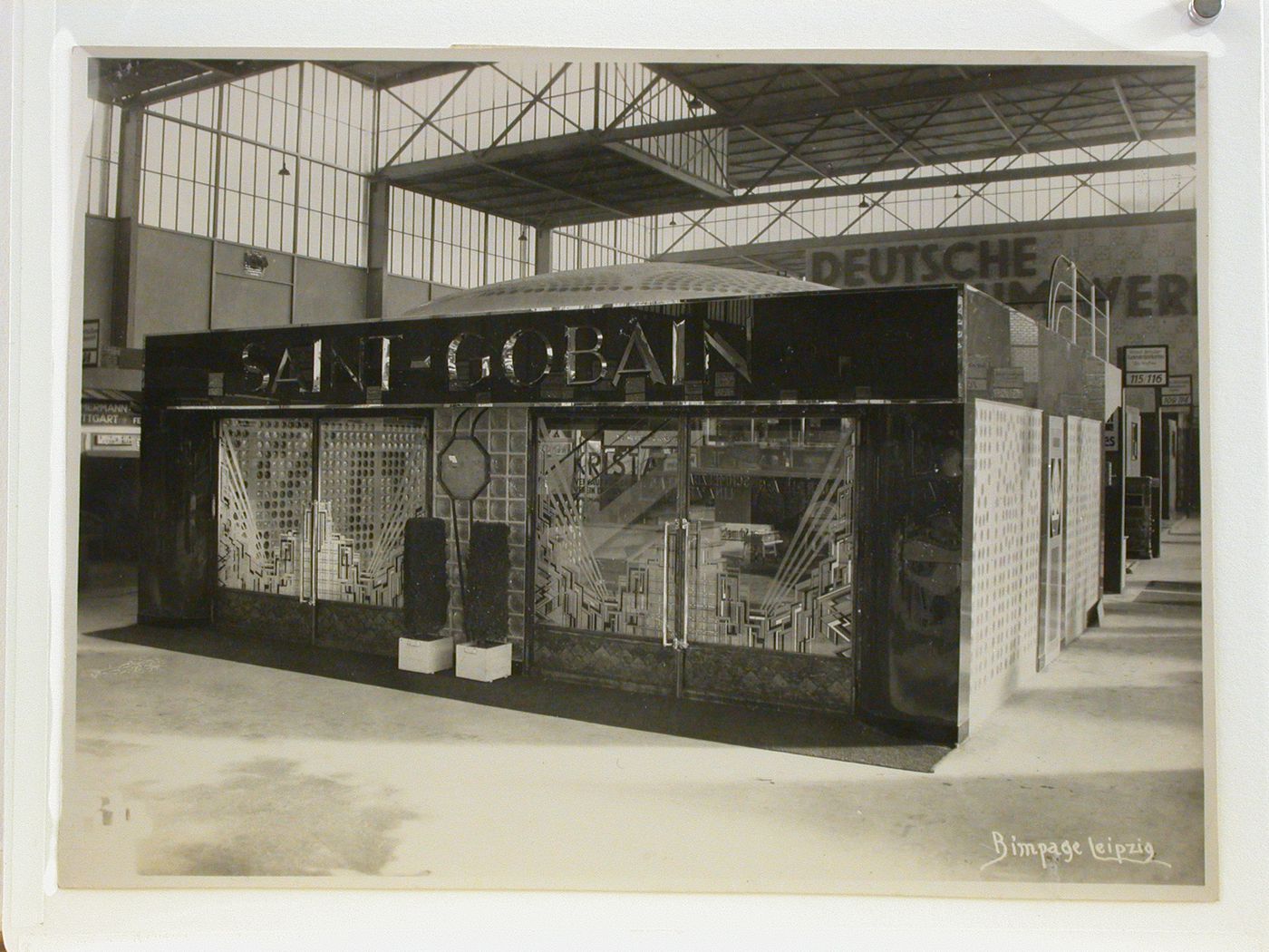 Saint Gobain exhibit booth at trade show, Leipzig [?], Germany