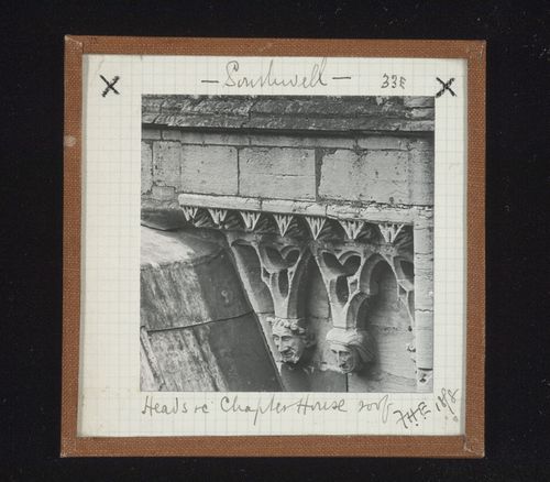 Detail view of corbels of roof of Chapter House, Southwell Minster, Southwell, Nottinghamshire, England