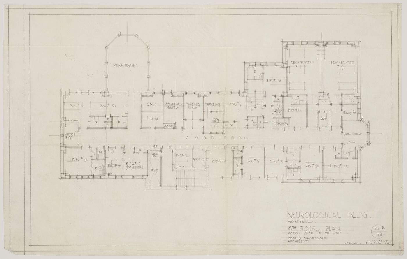 Montréal Neurological Institute, Montréal, Québec: fourth floor plan