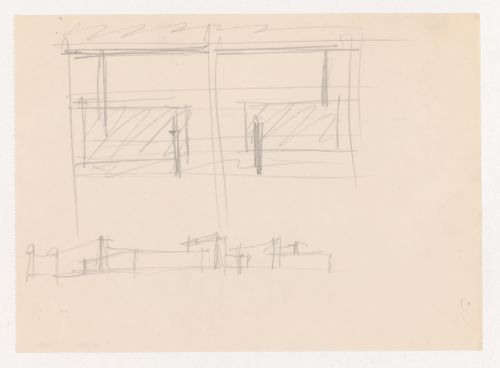 Partial sketch block plan and perspective sketch for Illinois Institute of Technology